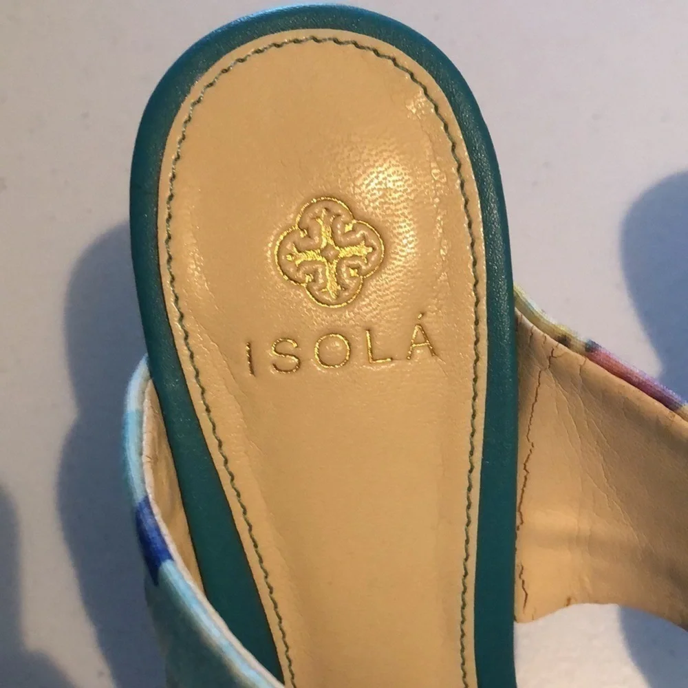 Isola wedge platform sandals. Blue, sz 6